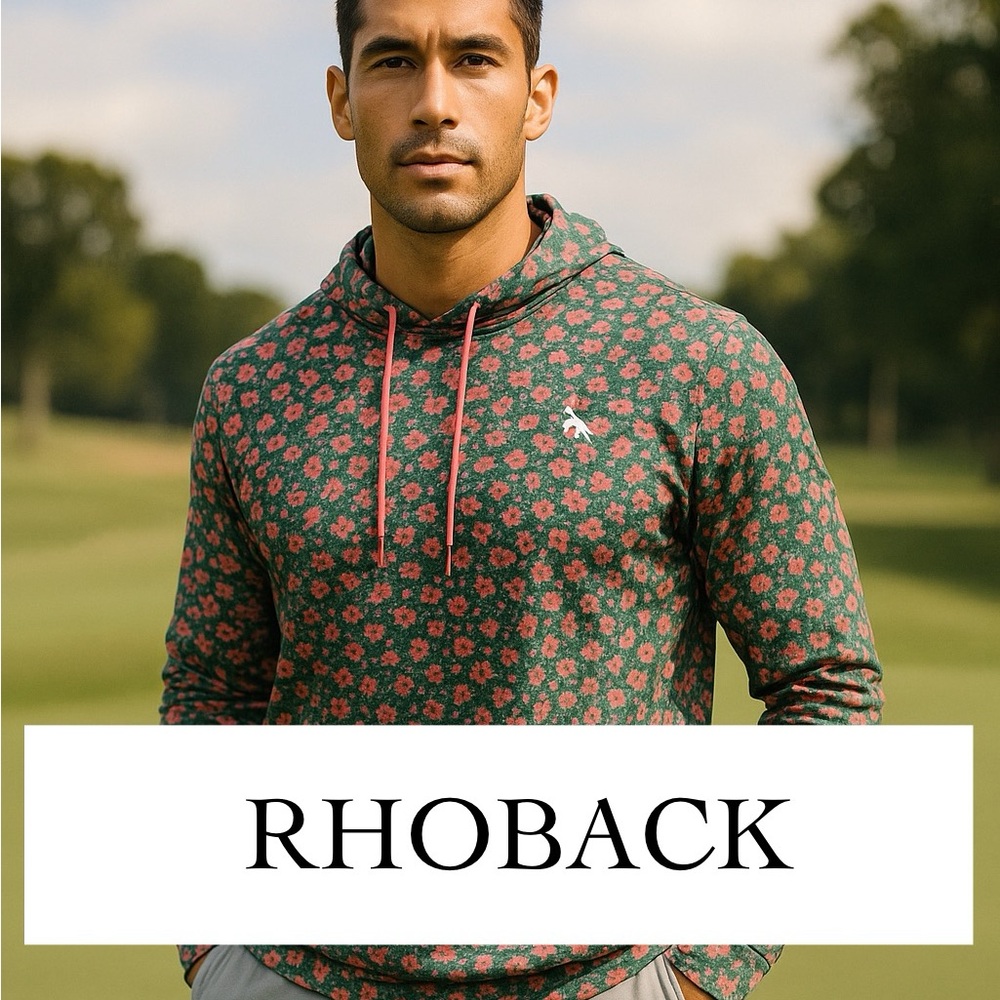 Rhoback Green Floral Hoodie with Pink Accents